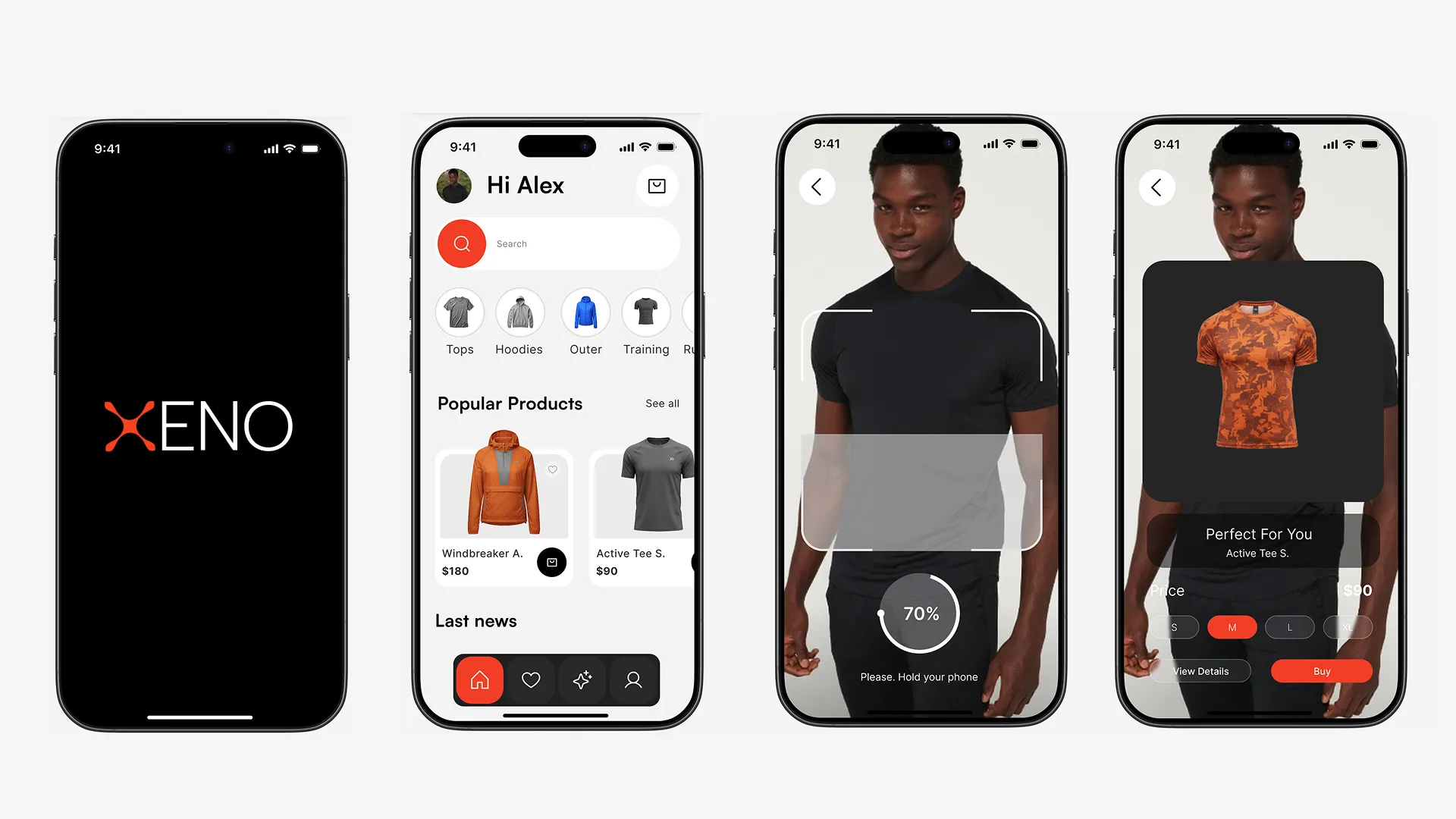 XENO mobile app mockup