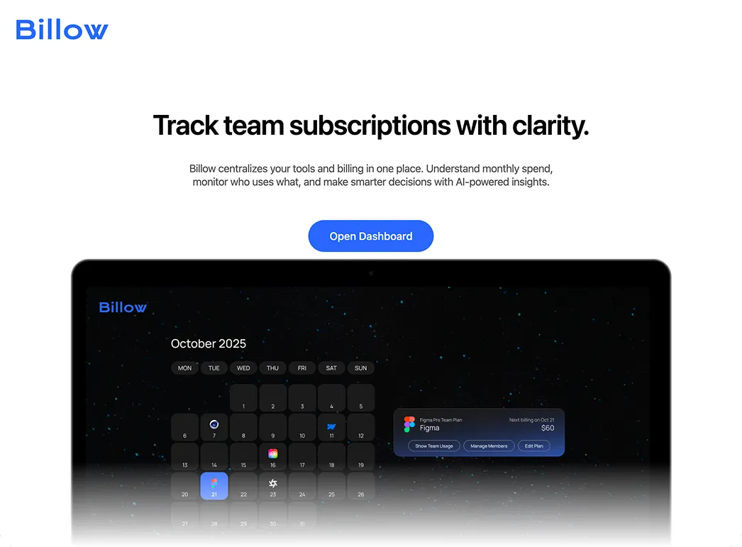 Billow prototype landing page