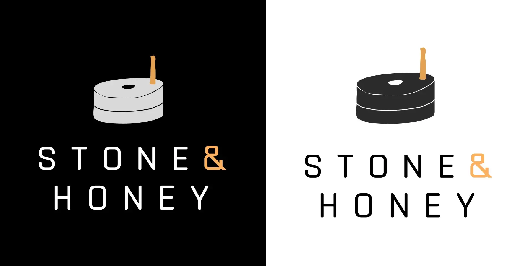 Logo direction 1: candle icon mark with Stone & Honey wordmark