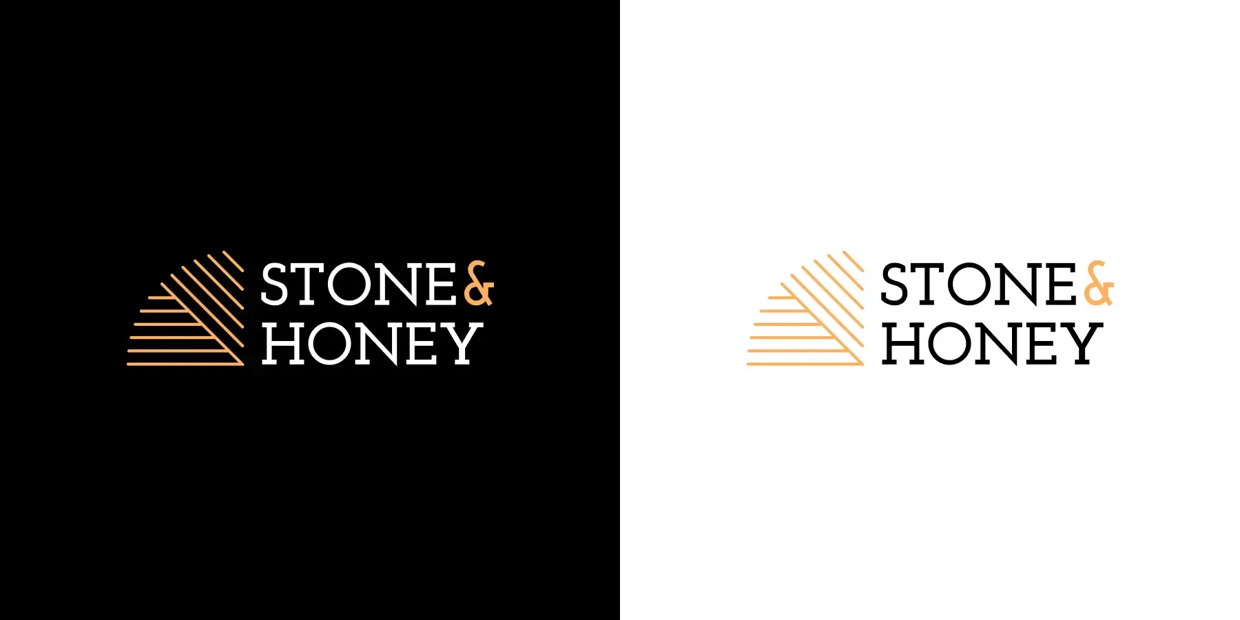 Logo direction 2: mountain line mark with Stone & Honey wordmark
