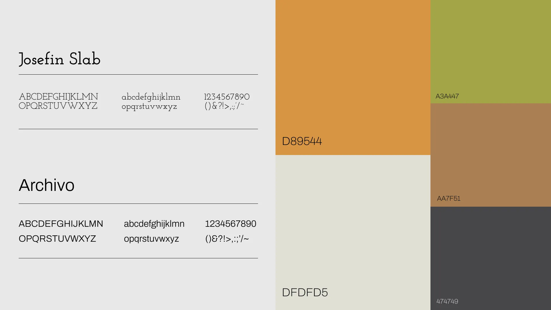 Stone & Honey typography and color system